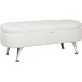Sitzbank Mit Stauraum, Deckel Und Metallbeinen Für Wohnzimmer, Schlafzimmer, Flur, Weiß