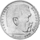 Drittes Reich 5 Reichsmark 1935-1936 "Paul von Hindenburg"
