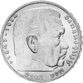 Drittes Reich 5 Reichsmark 1935-1936 "Paul von Hindenburg"