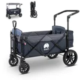 elvent Bollerwagen SmartCruiser Premium, Kompakt faltbar, Für 1-2 Kinder, Ideal für Familienausflüge blau