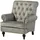 Massivmoebel24 Sessel Chesterfield Leder 84 x 84 x 94 cm Grau