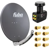 PremiumX Premium X Satelliten-Komplettanlage Fuba DAA 780 A Satellitenschüssel Alu Anthrazit Quad LNB 8x F-Stecker für 4 Teilnehmer
