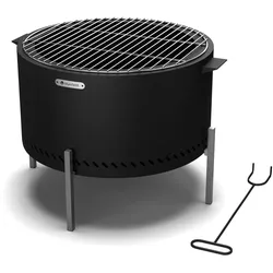 Blumfeldt Ignite Pure Feuerschale | raucharm | Grillrost | Edelstahl | tragbar | Regenhaube | Tragegriffe Schwarz