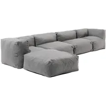 Oviala Ecksofa mit 2 Sesseln, 2 Ecken und 1 grauem Hocker - Mixi