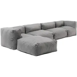 Oviala Ecksofa mit 2 Sesseln, 2 Ecken und 1 grauem Hocker - Mixi