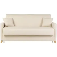 Skandinavische Schlafcouch beige mit Matratze 18 cm 3-Sitzer SKANDY