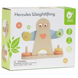 Classic World Gewichtheber Hercules | Holzspielzeug für Kinder ab 3 Jahre | Lernspielzeug für Mädchen und Jungen | Waagespiel | Hand-Augen-Koordination