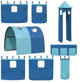 vidaXL Kinderhochbett mit Turm Blau 90x200 cm Massivholz Kiefer1929955