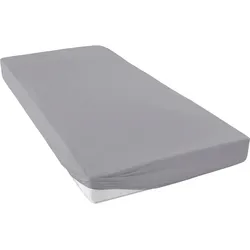 Spannbettlaken PRIMERA ""Max - Der Teamplayer"", grau (granit), B:70cm L:140cm, Jersey, Obermaterial: 100% Baumwolle, Laken, FAMILIENHELD mit einem sicheren und komfortablen Schutz