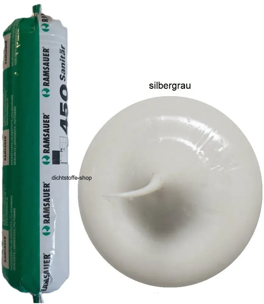 Ramsauer 450 Sanitär silbergrau 1K Silikon Dichtstoff 400ml Folienbeutel