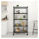 vidaXL Lagerregal mit 5 Böden und Rollen 75x35x155 cm Schwarz 250 kg - vidaXL