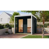 Saunahaus Gartensauna ARES 2 grau 276x231cm Metall/Holz Hybrid +LAGERABVERKAUF+
