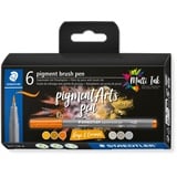 Staedtler pigment brush pen 371 greys & caramels sortiert, 6er-Set (371 C6-4)