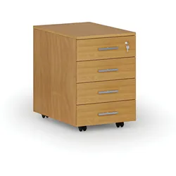 Büro-Rollcontainer PRIMO WOOD, 4 Schubladen, Buche