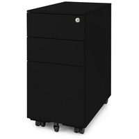Ergotopia Rollcontainer 60x52x30 cm, abschließbar Bürocontainer Rollschrank montiert schwarz