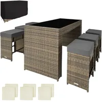 Tectake Rattan Barset mit Aluminiumgestell - Naturbelassen