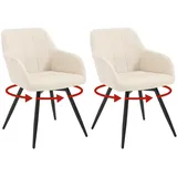 WOLTU 2er Set drehbare Esszimmerstühle, Samt gepolsterte ergonomische Esszimmertühle mit Metallbeinen,Esszimmertühle mit Rücken- und Armlehnen, für Küche, Wohnzimmer, Balkon, Beige, EZS85be-2