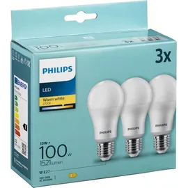 Philips LED-Birne 13W E27 2700 K warmweiß 3 St.