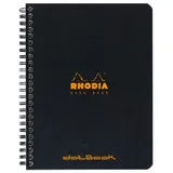 Rhodia 193439C - Packung mit 5 Notizblöcken Notebook mit Doppelspirale A5+ 16x21cm 80Bl Dot-Lineatur 80g, Schwarz, 1 Pack