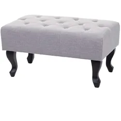 Mendler Ottomane Chesterfield, Sitzhocker Fußablage Hocker, wasserabweisend Stoff/Textil 39x77x47cm ~ grau