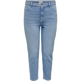 ONLY CARMAKOMA High-waist-Jeans ONLY CARMAKOMA "CAREMILY STRETCH HW STR ANK DNM CRO1 NOOS", Damen, Gr. 44, Länge 32, blau (light blau denim), Denim/Jeans, Obermaterial: 99% Baumwolle, 1% Elasthan, unifarben, Jeans High-Waist-Jeans