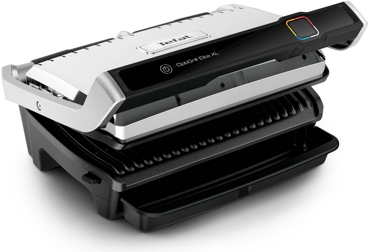 Tefal Kontaktgrill GC760D Optigrill Elite XL, 2200 W, Countdown zum perfekten Ergebnis, extra Grillboost für Grillstreifen schwarz