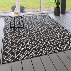 Steffensmeier Outdoorteppich, Schwarz, Textil, Rauten, Rechteckig, 120x170 cm wasserabweisend, Teppiche & Böden, Teppiche, Outdoorteppiche