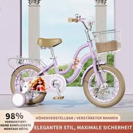 europebazar Habib Gruppe Mädchenfahrrad Klassik | Inkl. Luftpumpe & 6-teiligem Schutz-Set | Kohlenstoffstahlrahmen & Duales Bremssystem | Mitwachsend & sicher... - Lila