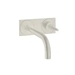 hansgrohe Axor Uno Fertigmontageset 38115800 Unterputz-Waschtischarmatur, Pin-Griff, Platte, Ausladung 225 mm, Edelstahl-Optik