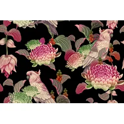 Fototapete PAPERMOON "BLUMEN PAPAGEI ARRANGEMENT", bunt, B:3,50m L:2,60m, Vlies, Tapeten