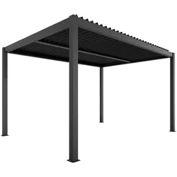 Ximax Lamellendach Pergola Shade freistehend 3x4 m Inkl. Farbbeleuchtung Dunkelgrau Elektrisch