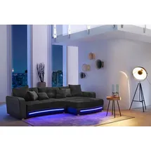Jockenhöfer Ecksofa inkl. RGB-LED-Beleuchtung / Bluetooth-Soundsystem (322x88x120cm) schwarz