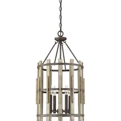 Wood Hollow Pendelleuchte schwarz rustikal Quoizel QZ-WOOD-HOLLOW-4P