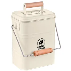 Relaxdays Komposteimer Küche 3,5 Liter Creme,Hellbraun,Silber
