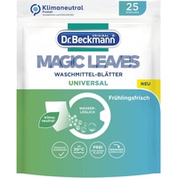 Dr. Beckmann MAGIC LEAVES Waschmittel-Blätter UNIVERSAL | vordosierte & wasserlösliche Waschblätter | platzsparend und leicht anzuwenden | 25 Blätter