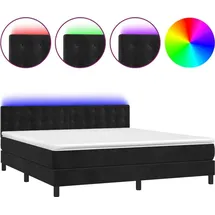 vidaXL Boxspringbett mit Matratze & LED Schwarz 160x200 cm Samt