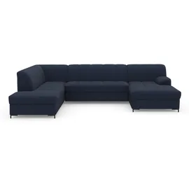 Home Affaire Wohnlandschaft HOME AFFAIRE "Balme, moderne Formensprache, zeitloses Design, U-Form", blau (dunkelblau), B:297cm H:75cm T:195cm, 100% Polyester, Sofas, Wohnlandschaft, Inkl. Zierkissen, wahlweise mit Bettfunktion