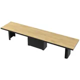 Design Esstisch Tisch HE-444 Eiche Natur - Schwarz Hochglanz XXL ausziehbar 160 bis 412 cm - Naturbelassen