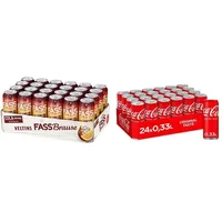 VELTINS Fassbrause Cola-Orange Alkoholfrei, EINWEG (24 x 0.5 l Dose) & Coca-Cola Classic, Pure Erfrischung mit unverwechselbarem Coke Geschmack in stylischem Kultdesign, EINWEG Dose (24 x 330 ml)