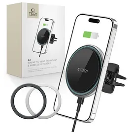 TECH-PROTECT A2 Autotelefonhalter MagSafe 15W induktivem Ladegerät Lüftungsschlitze – Schwarz