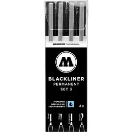 Molotow BLACKLINER SET 3 Fineliner-Set schwarz, 4 St.
