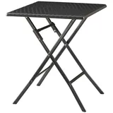 [en.casa] Klapptisch ‘Mark’ quadratisch 61,5 x 61,5 x 73 cm Rattanoptik, Schwarz