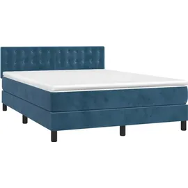 vidaXL Boxspringbett mit Matratze & LED Dunkelblau 140x200 cm Samt
