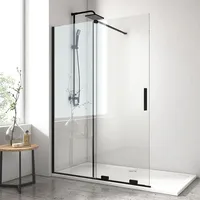 EMKE Duschabtrennung 140x195cm Schiebtür Duschwand Duschtrennwand Nano Beschichtung Dusche Sicherheitsglas Walk in Duschtrennwand Seitenwand  ecke...