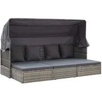 Garten-sonneninsel Mit Dach Grautöne Poly Rattan