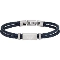 Emporio Armani Modisches Lederarmband blau EGS2995040 Größe 99