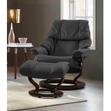 Stressless Relaxsessel STRESSLESS Reno Sessel Gr. Microfaser DINAMICA, Classic Base Braun-L, Rela x funktion-Drehfunktion-PlusTMSystem-Gleitsystem, B/H/T: 88 cm x 98 cm x 78 cm, grau (charcoal dinamica) Lesesessel und Relaxsessel