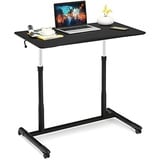 COSTWAY Schreibtisch Mobile von 70-107cm, Laptoptisch Rollentisch mit Rollen, Computertisch höheverstellbar mit 2 Bremsen, Notebooktisch (Schwarz)