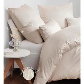 JANINE Interlock-Jersey Fischgrätmuster Beige 155 x 220 cm + 80 x 80 cm