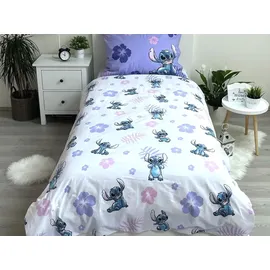 Jerry Fabrics Wendebettwäsche Lilo und Stitch Blumen Lila 140 x 200 cm + 70 x 90 cm